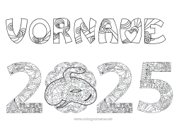 Kostenlose Malvorlage Frohes Neues Jahr Chinesisches Neujahr Schlange Zentangle Reptilien 2025