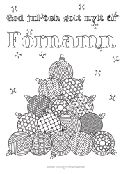 Färgläggningssida att anpassa Jul Julgranskula Juldekorationer Komplexa målarbilder Zentangle