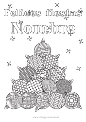 Colorear gratis Navidad Bolas de Navidad Decoración navideña Dibujos complejos para colorear Zentangle
