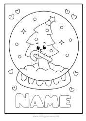 Colouring to customise Heart Christmas Tree Cute Candy Cane Easy Colouring Pages Fir Tree Snow Globe