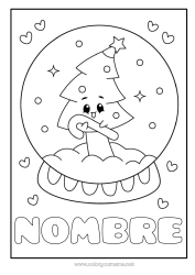 Colorear gratis Corazón árbol de Navidad Kawaii Bastón de caramelo Dibujos fáciles para colorear Abeto