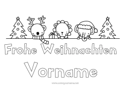 Kostenlose Zeichnung Weihnachtsbaum Rentier Weihnachten Elefant Löwe Tier Wilde Tiere Afrikas Waldtiere Tannenbaum 
