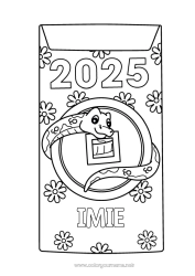 Rysunek za darmo Chiński Nowy Rok Wąż Koperta Gady 2025