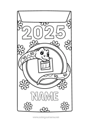 Colouring to customise Chinese New Year Snake Envelope Reptiles 2025