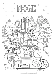 Disegno gratuito Neve Regali Slitta Natale Fiocchi di neve Abete