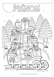 Dessin gratuit Neige Cadeaux Traîneau Noël Flocons de neige Sapin