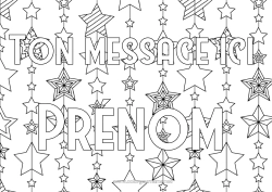 Coloriage gratuit Noël Décorations de Noël Guirlande de Noël Nom décoré Étoiles Formes géométriques Fond décoratif
