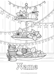 Colouring to customise Party Food Fruit Treats, Sweets Fairy Cake Macaron Raspberry