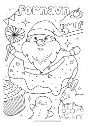 Farvelægningssiden tilpasning Julemanden Mad Peberkager Donuts Slik, søde sager Muffin Sut