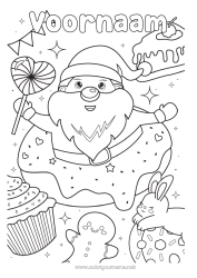 Gratis kleurplaat Kerstman Voedsel Peperkoek Donuts Lekkernijen, zoetigheden Cupcake Lolly