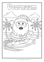 Gratis tekening Sport Kerstman Palmboom Surfen Watersporten
