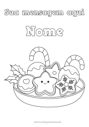 Desenho para personalizar Natal Kawaii Bengala de Natal Guloseimas, doces Desenhos para colorir fáceis Biscoitos