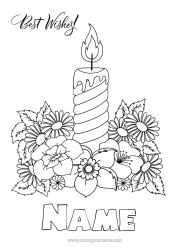 Free colouring Candle Happy New Year