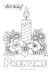 Desen liber de colorat Lumânare La mulți ani! Mesaj 
