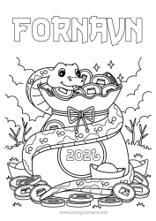 Farvelægningssiden tilpasning Kinesisk nytår Slange Reptiler Skat Dele 2025