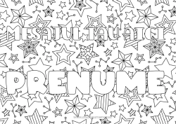 Desen liber de colorat Sărbătoare Nume decorat Spațiu Stele Fundal decorativ