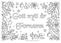 Färgläggningssida att anpassa Blommor Gott nytt år Poinsettia - julstjärna Meddelande 