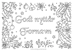 Fargeleggingssiden å tilpasse Blomster Godt nyttår Julestjerne Melding 