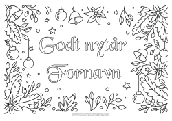 Farvelægningssiden tilpasning Blomster Godt nytår Julestjerne Besked 