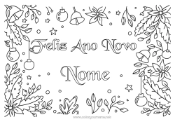 Desenho para personalizar Flores Feliz Ano Novo Poinsettia Mensagem de 
