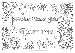 Kostenlose Malvorlage Blumen Frohes Neues Jahr Weihnachtsstern Nachricht 