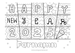Gratis teckning Gott nytt år Zentangle 2025