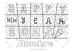 Colorear gratis Feliz año Zentangle 2025