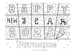Kostenlose Malvorlage Frohes Neues Jahr Zentangle 2025