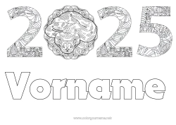 Kostenlose Malvorlage Frohes Neues Jahr Chinesisches Neujahr Schlange Zentangle Reptilien 2025