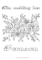 Fargeleggingssiden å tilpasse Blomster Godt nyttår 2025