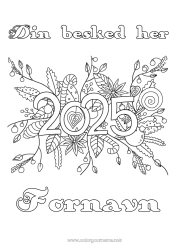 Farvelægningssiden tilpasning Blomster Godt nytår 2025