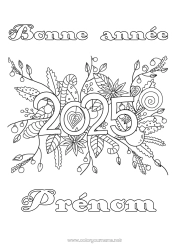 Coloriage gratuit Fleurs Bonne année 2025