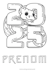 Coloriage gratuit Nouvel An chinois Serpent Reptiles 2025