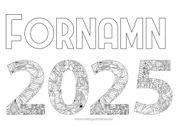 Färgläggningssida att anpassa Zentangle 2025