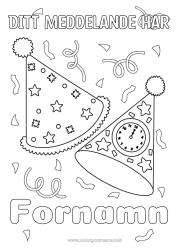 Gratis färgläggning Födelsedag Grattis på födelsedagen Fest Gott nytt år Hatt Klocka