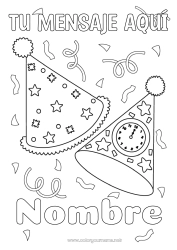 Colorear gratis Cumpleaños Feliz día de fiesta Fiesta Feliz año Sombrero Reloj