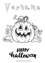 Kostenlose Malvorlage Kürbis Halloween Beschriftung 