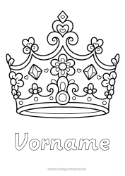 Kostenlose Malvorlage Prinzessin Krone Schmuck