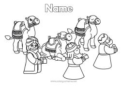 Colouring to customise Epiphany Wild Animals Of Africa Camel, Dromedary Wise Men