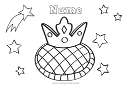 Colouring to customise Crown Epiphany Stars Easy Colouring Pages Kings' Cake