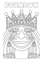 Gratis farvelægning Krone Epifani. Carnival Dronning