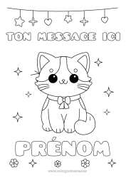 Dessin gratuit Chat Kawaii Fête Animal Chiens et chats