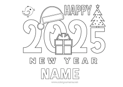 Colouring to customise Happy New Year 2025