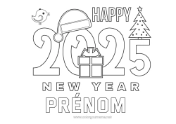 Coloriage gratuit Bonne année 2025