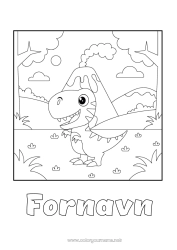 Gratis tegning Dinosaurer Vulkan Dyr Tyrannosaurus