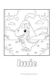 Rysunek za darmo Dinozaury Wulkan Zwierzę Tyranozaur