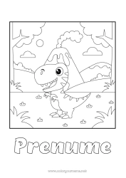 Pagină de colorat personalizată Dinozauri Vulcan Animal Tyrannosaur.