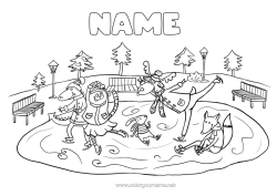 Colouring to customise Sport Winter Animal Winter Sports Skating