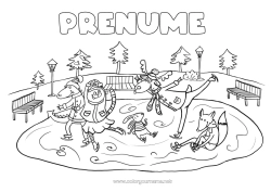 Pagină de colorat personalizată Sport Iarna Animal Sporturi de iarnă Patinaj