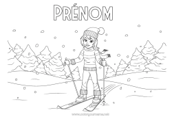 Coloriage gratuit Sport Neige Hiver Flocons de neige Ski Sports d'hiver Montagne